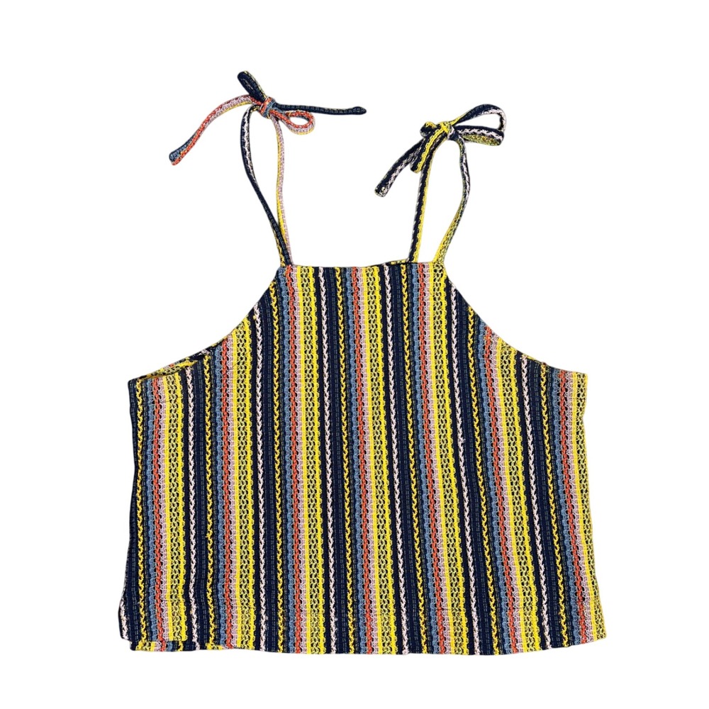 Madewell Texture & Thread Womens XL Multicolor Striped Tie Strap Cami Top M0065